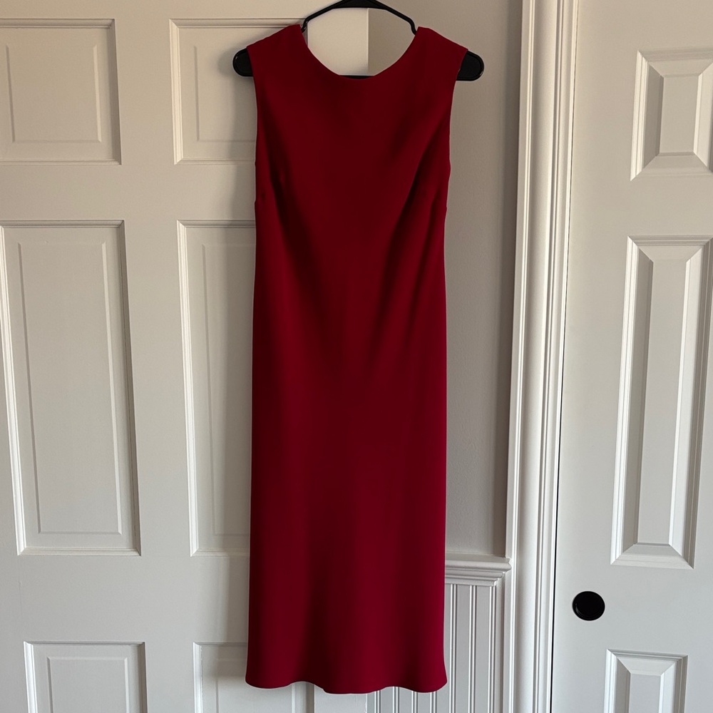 Talbots Red Fully Lined Midi Dress With Scooped Back Size 8